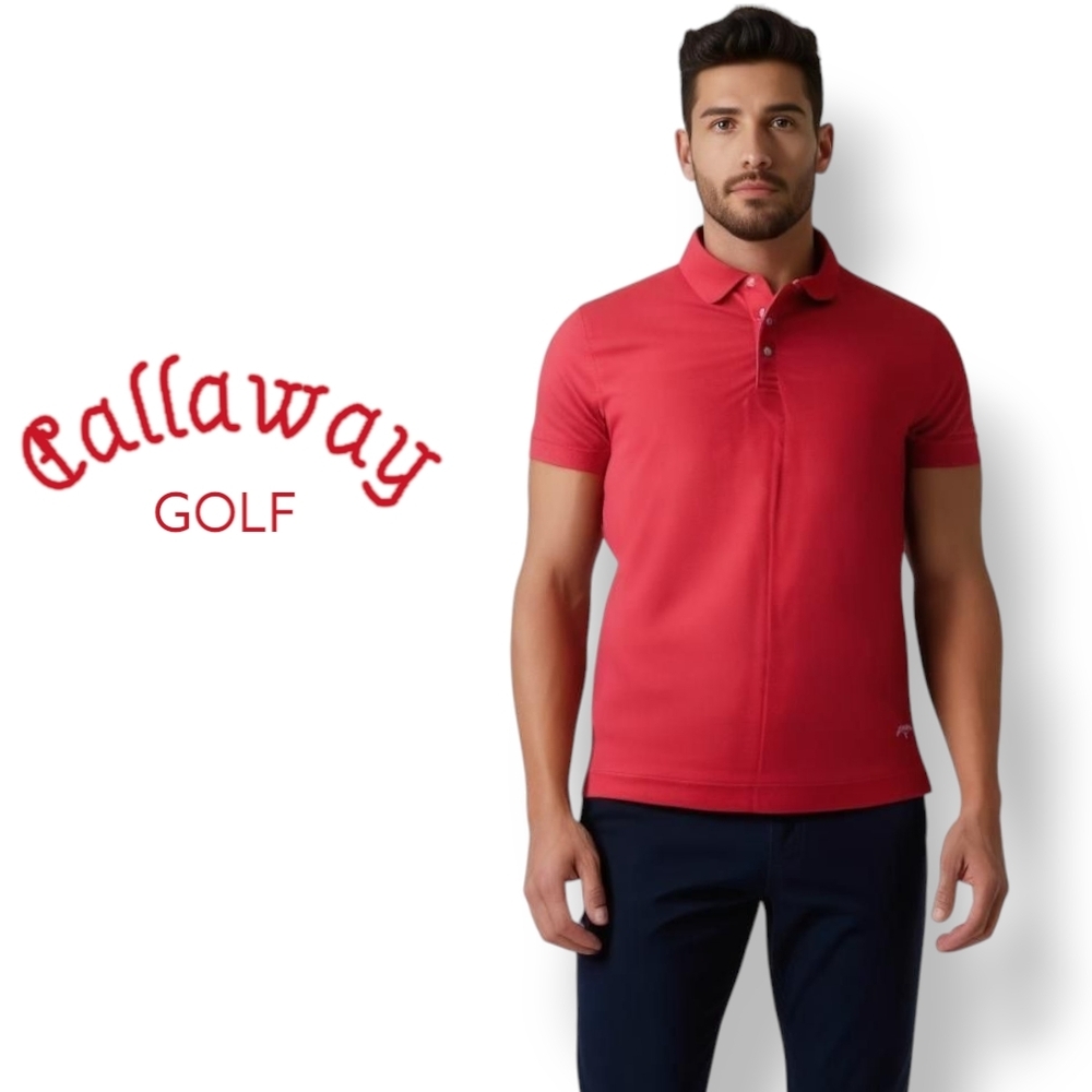 Callaway Textured Red Golf Polo Performance Shirt